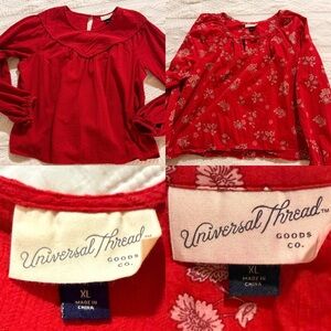 2 Universal Thread Red Peasant Top Blouses